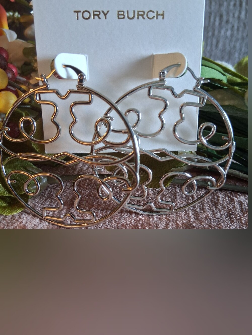 Tory Burch Silver Hoop Earrings
